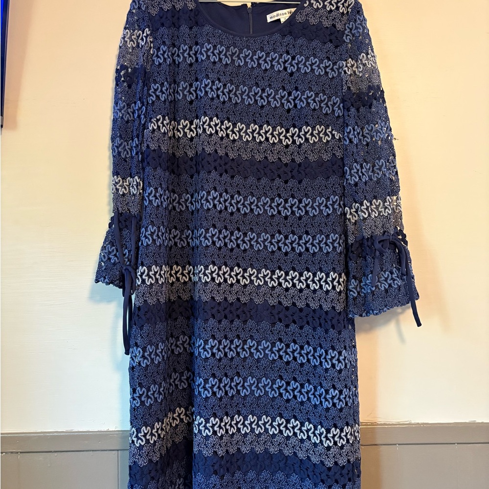 Madison Leigh Navy and White Long Sleeve Dress